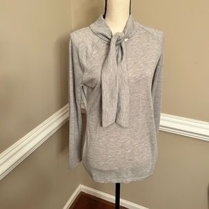 ANN TAYLOR Long Sleeve Blouse with Tie Size M color Gray